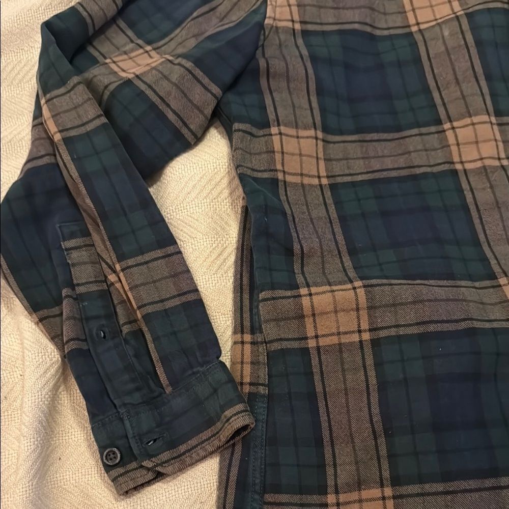 Men's Plaid Shirt - Green and Tan - Picture 3 of 6